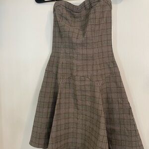 Plaid Strapless Dress